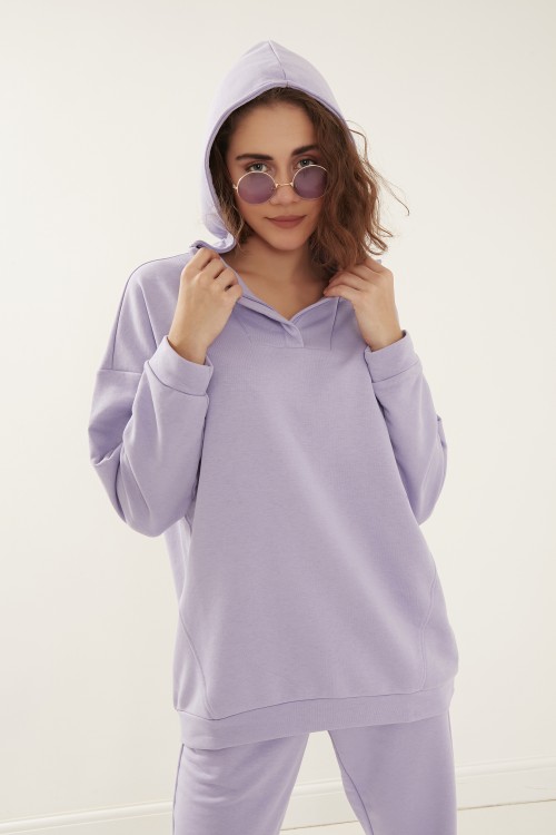 Lila Rengi Hoodie'li Takım