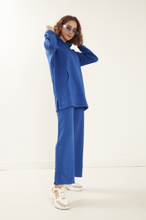 Saks Mavi Hoodie Eşofman Takımı