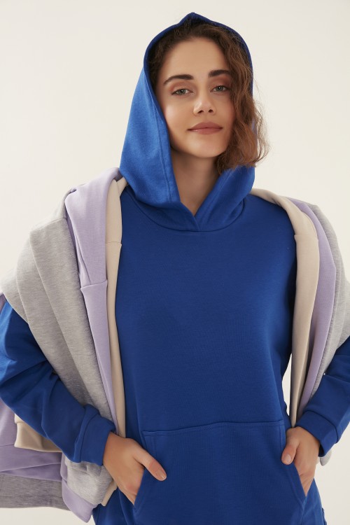 Saks Mavi Hoodie Eşofman Takımı