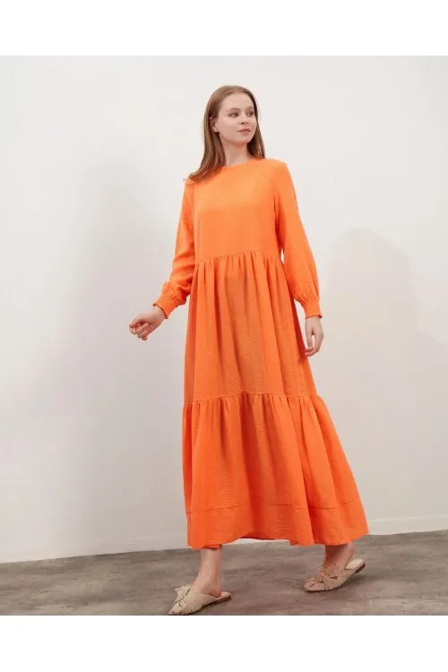 Keten Karışımlı Naranja Elbise