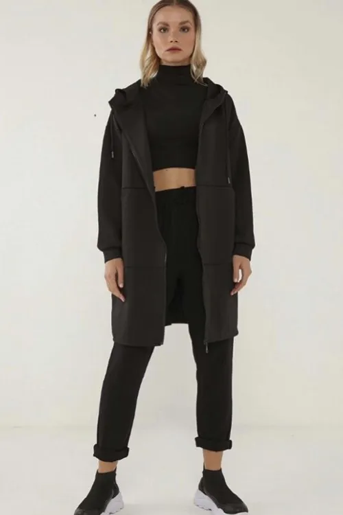 Fermuarlı Uzun Sweatshirt