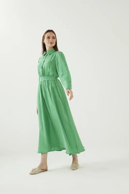 Tensel Kumaş Uzun Elbise