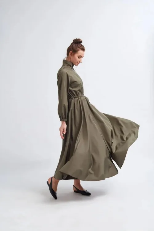 Toparlayıcı etkili,Fermuarlı Elbise