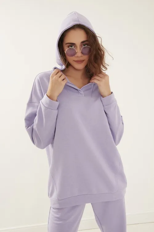Lila Rengi Hoodie'li Takım