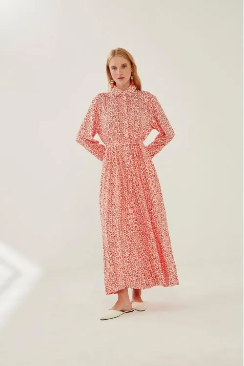 Çiçek Desenli Gömlek Elbise